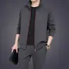 Traje de Dos Piezas de Moda para Hombre Primavera y Otoño Cardigan Casual Traje Deportivo Completo Adolescente Top Pantalones