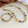 Colar de Pérolas Imitadas Cor Mista Ouro Filipinas Tahiti Corrente Suéter Nicho de Luxo Leve Conjunto de Pulseira Feminina