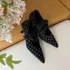 Sapatos de Salto Escondido Femininos para Noite 2026 Outono Estilo Coreano Retrô Bolinhas Bico Fino Baixo Sapato Ballet Mary Jane