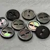 Botones de concha de vieira negra natural pura con bordes finos y ojales largos, botones de nácar para suéteres de punto de seda cosidos a mano, camisas y suéteres