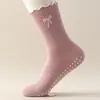 Calcetines Deportivos Antideslizantes Profesionales para Yoga para Mujer, Algodón Puro, Resistentes al Olor, Calcetines para el Suelo sin Costuras, Calcetines de Media Pantorrilla para Fitness, Running, Pilates