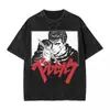 Camiseta de Calavera de Sacrificio Marca Lavada 100% Algodón Camiseta Urbana