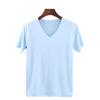 Camiseta de seda de gelo sem costura de secagem rápida Semi-Manga curta Cor sólida respirável Casual Esportes Elástico Slim-Fit Camisa de base para homens no verão