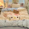 Juego de cuatro piezas de algodón acolchado para cama, sábanas de algodón puro, funda de edredón, toalla, sábana bajera bordada, juego de tres piezas para dormitorio 4