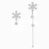 Novos Presilhas de Orelha Assimétricas de Floco de Neve para Outono e Inverno Femininas Leve Luxo Elegantes de Alta Qualidade Brincos Exquisitos Versáteis sem Furos na Orelha
