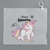 Estojo de Lápis Fosco Unicórnio Atacado Bolsa de Papelaria Bolsa Transparente de Arquivo Grande Capacidade Estojo de Lápis Simples Fofo Desenho Animado para Estudante