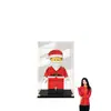 Caja de Exhibición de Santa Claus Lego con Luces 40820 Bloques de Construcción de Minifigura Cubierta de Caja Integrada de Acrílico a Prueba de Polvo