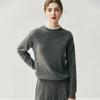 Chica Moderna ~ Suéter de Cachemir con Cuello Redondo Fruncido para Mujer, Suéter de Lana Regular, Nueva Camiseta Base de Suéter Tejido Otoño/Invierno
