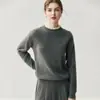 Chica Moderna ~ Suéter de Cachemir con Cuello Redondo Fruncido para Mujer, Suéter de Lana Regular, Nueva Camiseta Base de Suéter Tejido Otoño/Invierno
