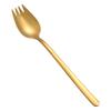 Cuchara y tenedor de ensalada de acero inoxidable 304, cuchara de comida occidental de doble propósito integrada, cuchara de mango largo para postres de frutas y pasteles, tenedor de superficie