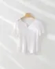 Camiseta de Manga Corta para Mujer Primavera/Verano 2026 de Lana Tencel, Cuello Pequeño, Corte Entallado, Ligera, Tratamiento Antibacteriano 5A