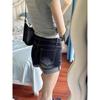 Shorts de Mezclilla Calientes Estilo Americano de Corte A para Mujer, Verano, Adelgazantes para Figura de Pera, Tallas Grandes, Elásticos, Ropa de Exterior, Pantalones Cortos Calientes