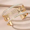Pulseira de moda europeia e americana personalidade minimalista anel de braço aberto multicamadas padrão de corrente de areia pulseira pulseira de cruz