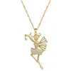 [Acero de titanio] Chica de ballet luz de lujo elegante precioso collar completo de diamantes femenino Red popular cadena para la clavícula versátil cadena de acero de titanio