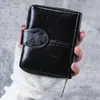 2023 Nuevo Monedero Corto Transfronterizo para Mujer Cuero Encerado al Aceite Vintage Monedero con Hebilla Bolsa para Monedas Billetera Pequeña para Mujer