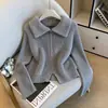 Cardigan de Tricô de Alta Qualidade Estilo Chanel Pequeno com Zíper Duplo Outono/Inverno Nova Chegada Gola Reversível Casaco Suéter de Pelo Sintético Top