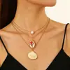 Collar Europeo y Americano Transfronterizo Estilo Marino Multicapa para Mujer, Cadena para Clavícula de Estrella de Mar, Concha, Perla, Collar de Estilo Festivo