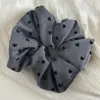 Lazo de Puntos Grises para el Cabello para Mujer 2024 Nuevo Estilo Serie Gris Scrunchie Cuerda Elegante para Cola de Caballo Baja
