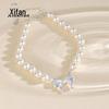 S925 Sterling Silver Listrado Arco Pérola Pulseira Mulheres Verão Explosões Super Fairy Light Nicho de Luxo Pulseira Requintada All-match