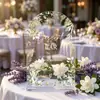 Decoración de Prado Verde Temporada de Bodas Románticas Letrero Numérico Acrílico 2D Serie Estilo Fresco Adorno de Mesa para Fiesta de Bodas