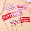 Decoración para Pastel del Día de San Valentín Chino 2025 Osos Pareja Adornos Corazón Confesión Tarjeta de Amor Accesorios para Insertar