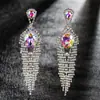 Pendientes Creativos de Borlas para Mujer Largos Coloridos con Pedrería Exagerados Joyería Accesorios de Moda para Discoteca E519