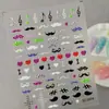 Pegatinas de Uñas Divertidas y Originales Transfronterizas Gafas de Sol 3D Cachorro Puntos de Polca Bigote Notas Musicales Pegatinas en Relieve DIY Modelo Sl