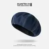 Boina Octagonal Negra para Mujer, Otoño e Invierno, Circunferencia de Cabeza Grande, Sombrero de Artista Adelgazante, Gorra de Boina Versátil de Alta Moda