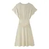 Ropa de mujer al por mayor transfronteriza 2026 nueva moda elegante cuello redondo entallado a la cintura adelgazante drapeado vestido largo