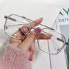 Óculos de miopia com armação transparente e anti-luz azul, unissex, retrô, com lentes planas, estilo Internet Celebrity Tr90