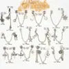 Pingente Estilo Étnico com Borla de Prata de Xizang Estrela Lua Carrossel Corrente de Segurança Charme Pulseira de Cristal Acessório