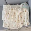 Pijama Estampado de Estrelas com Renda, Suspensórios e Mangas Curtas Volantes para Mulheres, Conjunto de Duas Peças com Shorts de Manga Curta e Cardigã para o Verão, Roupa de Casa