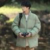 Casal Inverno 2024 Novo Casual Gola Roupas Acolchoadas de Algodão Moda Solta Quente Estilo Japonês Meninos Jaqueta Acolchoada de Algodão Espessa
