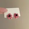 2026 Nuevos Pendientes de Camelia Rosa Estilo Francés para Mujer, Lujo Ligero Nicho Versátil Elegantes Pendientes de Botón Florales Venta al por Mayor