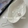 Joyería de plata personalizada de moda estilo ins coreano S925 plata pura collar de cuentas cepilladas con cuentas de circonita blanca, azul y roja, alta gama