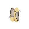 Versão em Pele de Ovelha de Sapatilhas Cor de Uva para Mulheres, Sapatos Rasos Slip-On de Couro Genuíno com Laço e Bico Quadrado