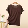 Camiseta básica nueva de modal de manga corta para mujer, versátil, holgada, casual, simple, cómoda, top fino