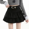 Falda Corta Retro Nueva con Volantes Otoño/Invierno Dulce de Pastel de Cintura Alta Adelgazante Chica Caliente Versátil para Petites