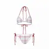 3 Colores Estilo Coreano Modelo Nuevo para Niñas, Bikini Sexy de Cuadros Estilo Japonés de Pecho Pequeño de Dos Piezas, Bikini Retro para Vacaciones en la Playa
