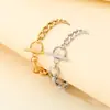 Pulsera de Acero Inoxidable con Forma de Corazón Personalizada Estilo Francés para Mujer, Moda Transfronteriza Chapado en Oro de 18K Cierre Ot Joyería al por Mayor