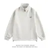 Sudadera Gruesa de Estilo Americano de Moda, Talla Grande, Bordada, Cuello Alto, Media Cremallera, para Adolescentes, Top Deportivo Casual Holgado
