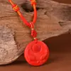 Collar de Arena Púrpura y Oro de Alto Contenido con Colgante de Doble Pez de la Fortuna de Cinabrio Crudo para Hombres y Mujeres en su Año Zodiacal Joyería de Regalo Venta al por Mayor