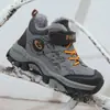 Sapatos de algodão para meninos, tamanho grande, forrados com fleece e espessados, camada dupla de algodão, impermeáveis, antiderrapantes, botas de neve quentes, duráveis com proteção de biqueira de aço