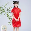 Cheongsam Feminino Verão Novo Estilo Retrô Vestido Princesa Aprimorado Estilo Chinês Traje Tang Infantil Vestido de Bebê Menina