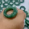Anel Autêntico de Jadeíta Natural Finamente Esculpido Semente Antiga Grau A Dragão Azul Água Anel de Dedo de Jadeíta Esculpido Unissex