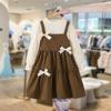 Traje de vestir para niña, moda de otoño, nuevo estilo coreano, vestido para niña, elegante conjunto de dos piezas a la moda para niña