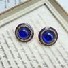 Brincos Vintage de Pino em Esmalte e Vidro Banhados a Ouro Brincos de Pino Redondos Simples Franceses Brincos Clássicos de Vidro Agulha de Prata S925