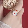 Elegante anillo de jade blanco Xiangyun de cloisonné con piedra de pino rojo, estilo retro, azul quemado, estilo nacional chino, anillo de jade Hetian.