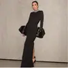 Comércio Exterior Vestido Feminino Europeu e Americano Gola Redonda Cravejado de Diamantes Mangas Sino Estilo Dama Elegante Saia Bandage Vestido de Festa Vestido