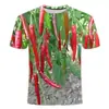 Camiseta de Verano 2024 con Estampado de Verduras 3D Digital para Hombre y Mujer, Camisa Casual de Cuello Redondo de Manga Corta, de Moda